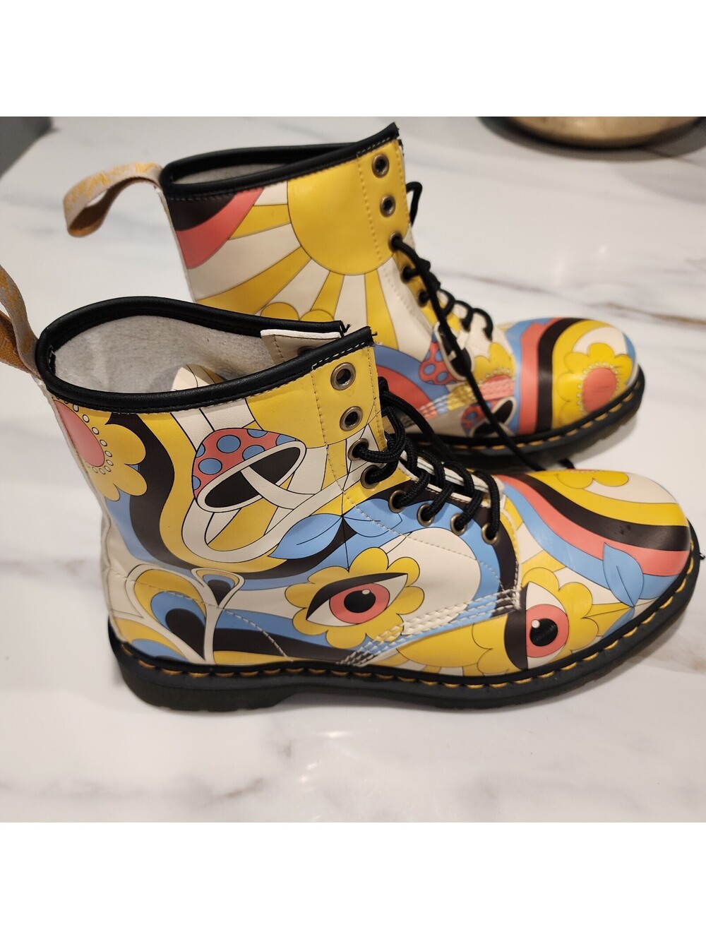 Rare Dr. Martens Vegan 1460 Retro Ray Kemble Psychedelic Boots Men’s 11